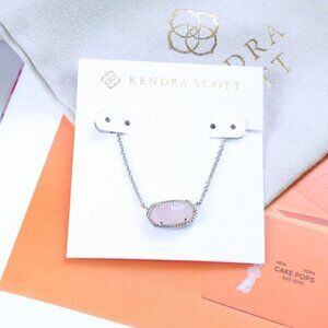 ✅Kendra Scott Elisa Necklace Rose Quartz Silver